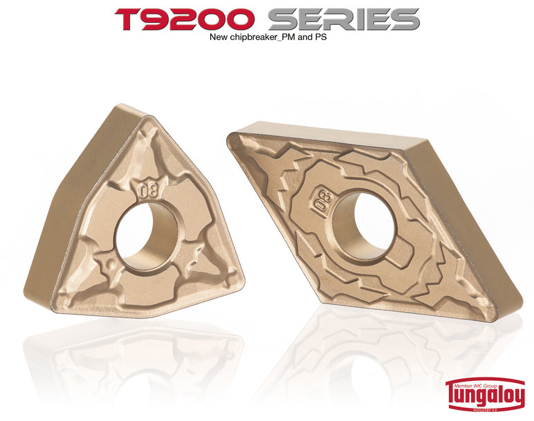 A classe de torneamento de aço T9200 inclui quebra-cavacos de estilo padrão PS e PM